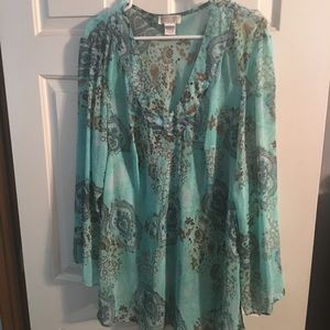 Worthington top Sheer, 1X long sleeve